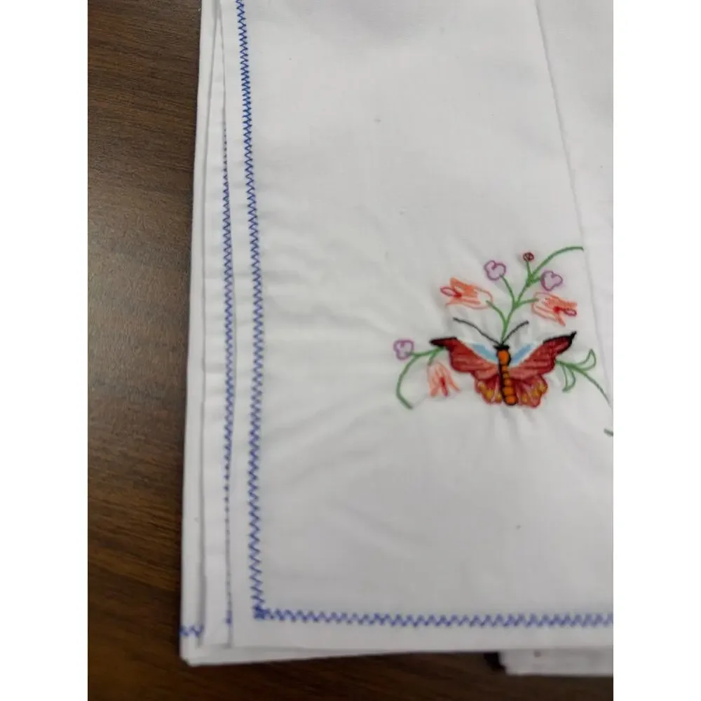 Vintage Cotton Napkins Set Crochet Accent White Dinner Cloth 15 Inch